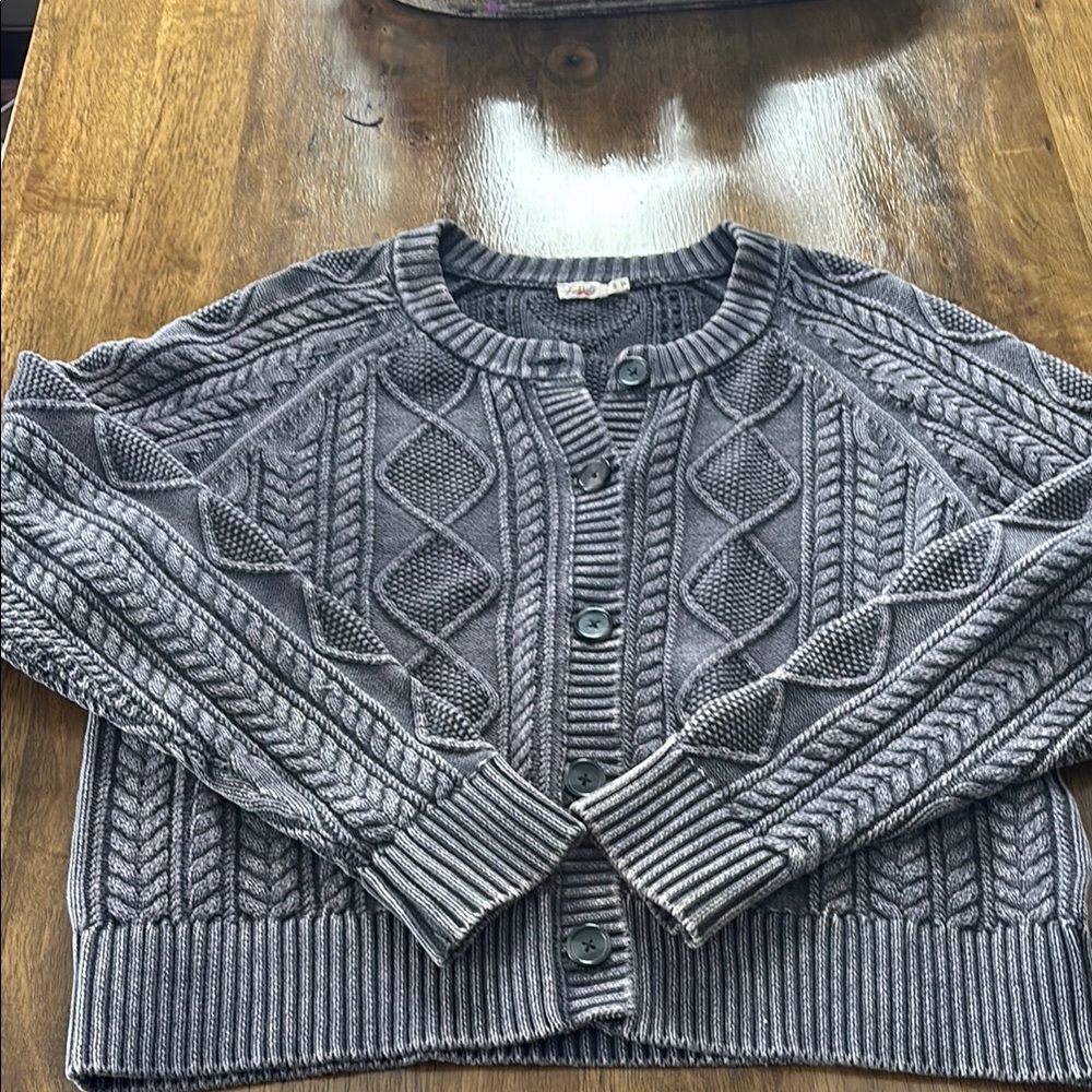 FAHERTY XL Gray Cable Knit Women's Sweater cardigan perfect condition like new